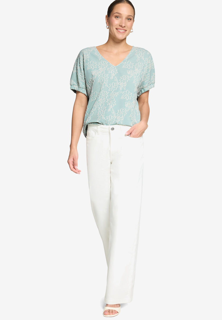 Shirt - Blumen-Stickerei