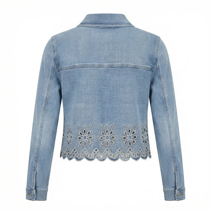Jeansjacke - Lochstickerei
