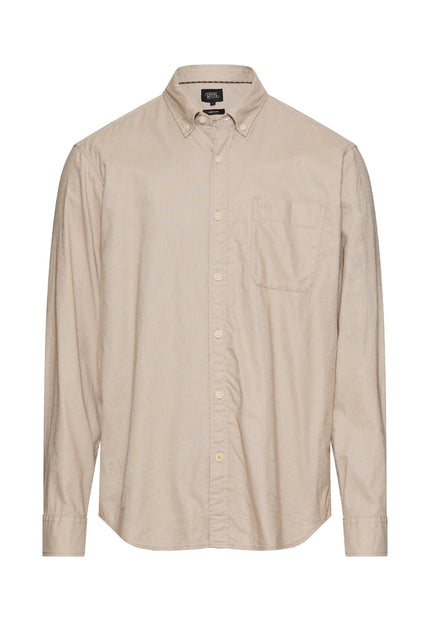 Langarmhemd -  Leinen-Baumwoll-Mix