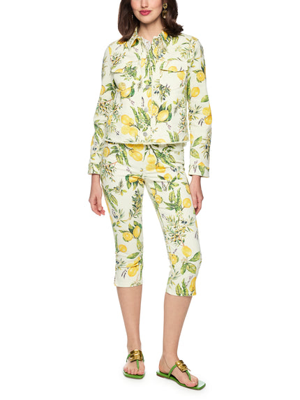 Jeansjacke - Zitronen-Print
