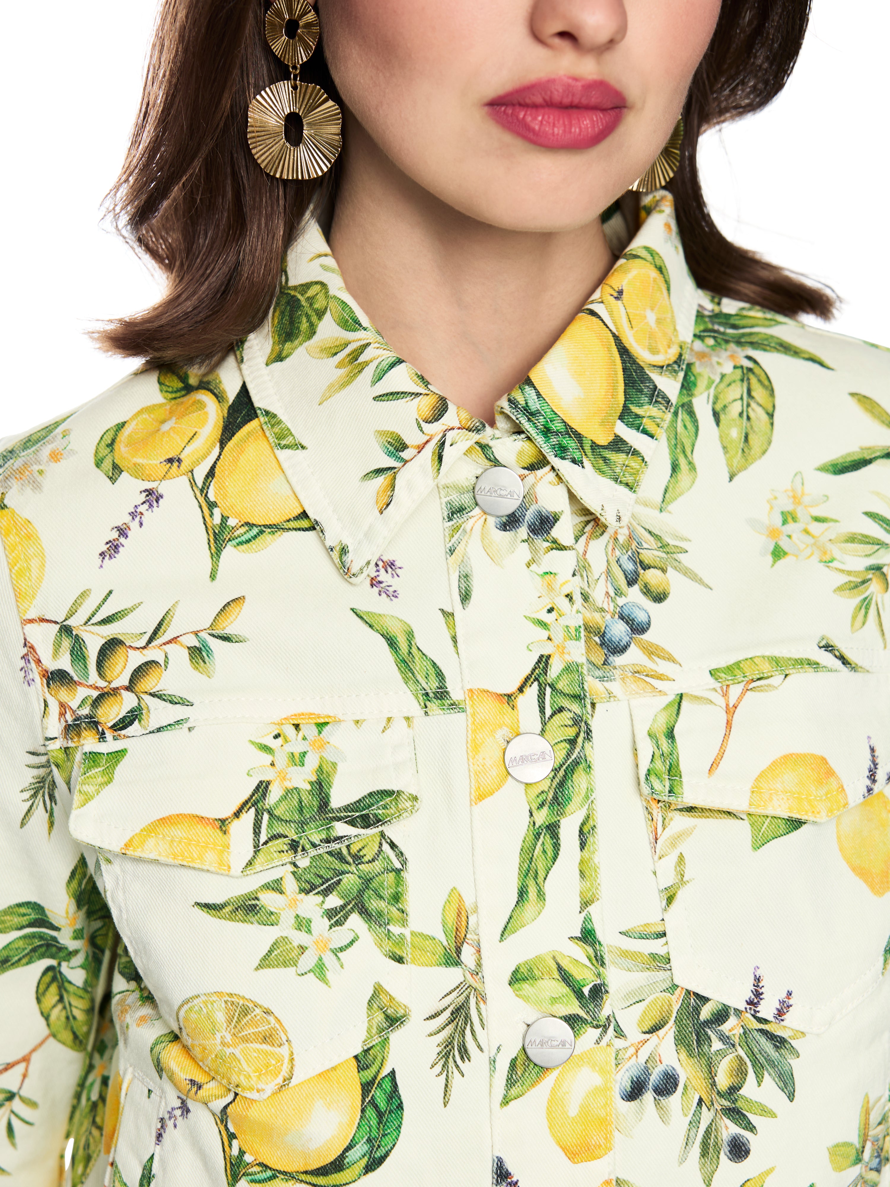 Jeansjacke - Zitronen-Print