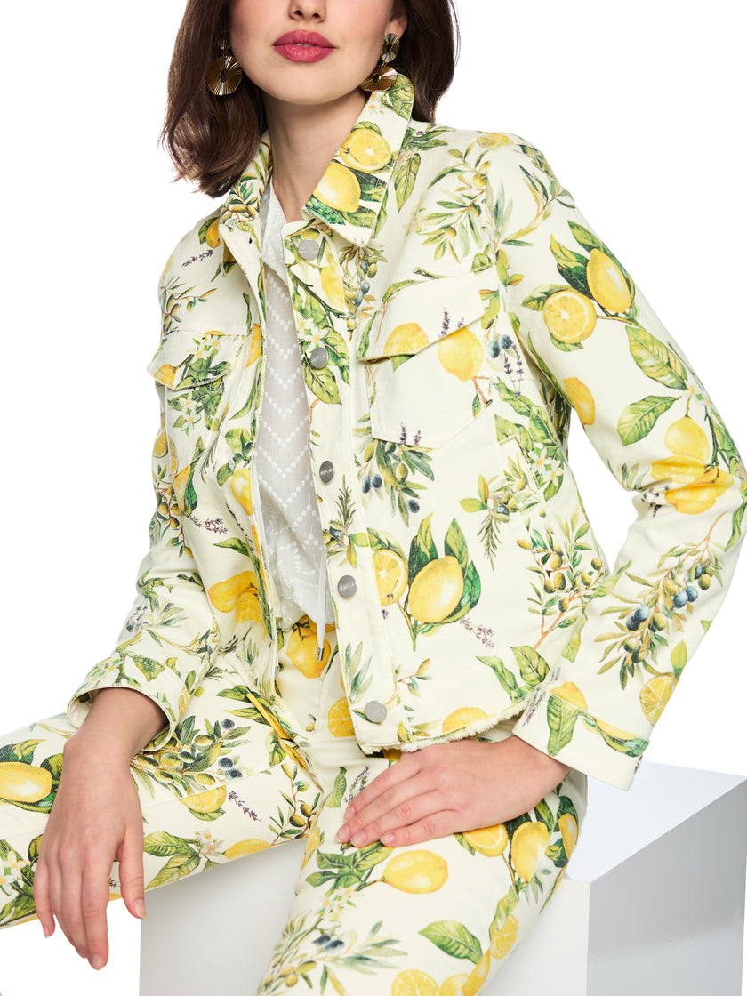Jeansjacke - Zitronen-Print