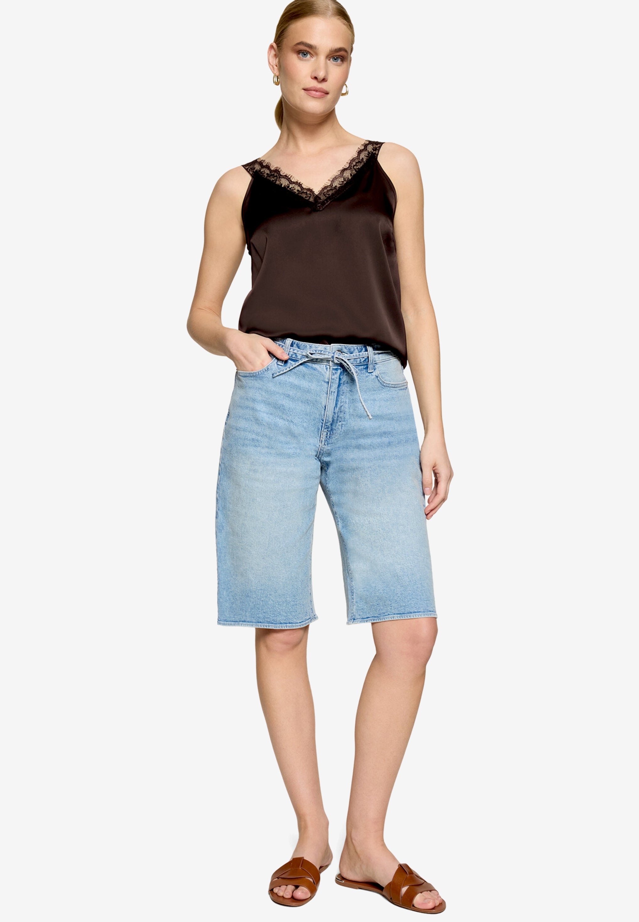 Jeans-Bermuda -  Bindedetail