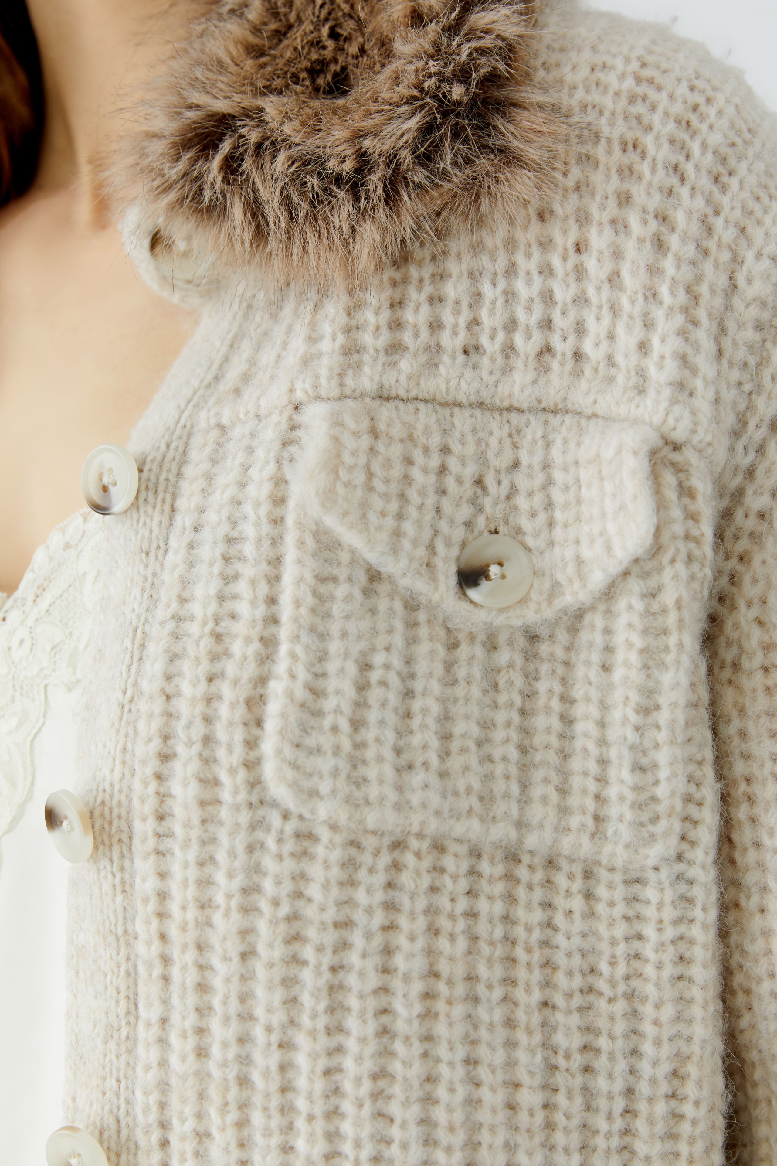 Strickjacke - Fake Fur