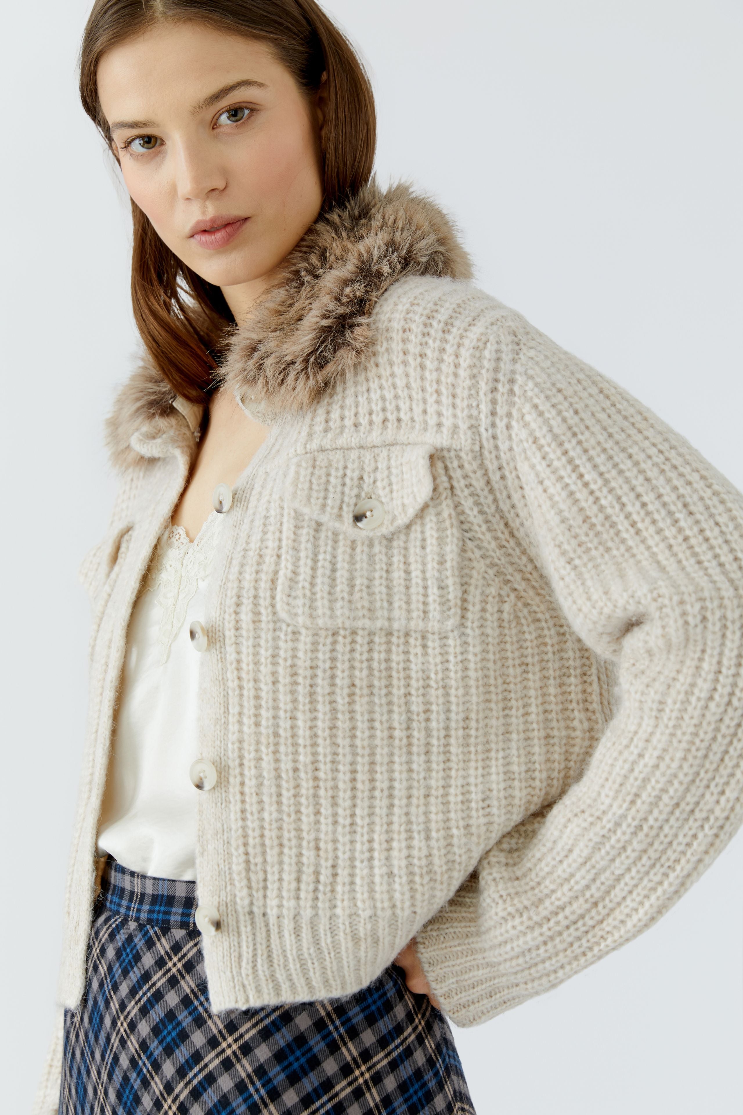 Strickjacke - Fake Fur