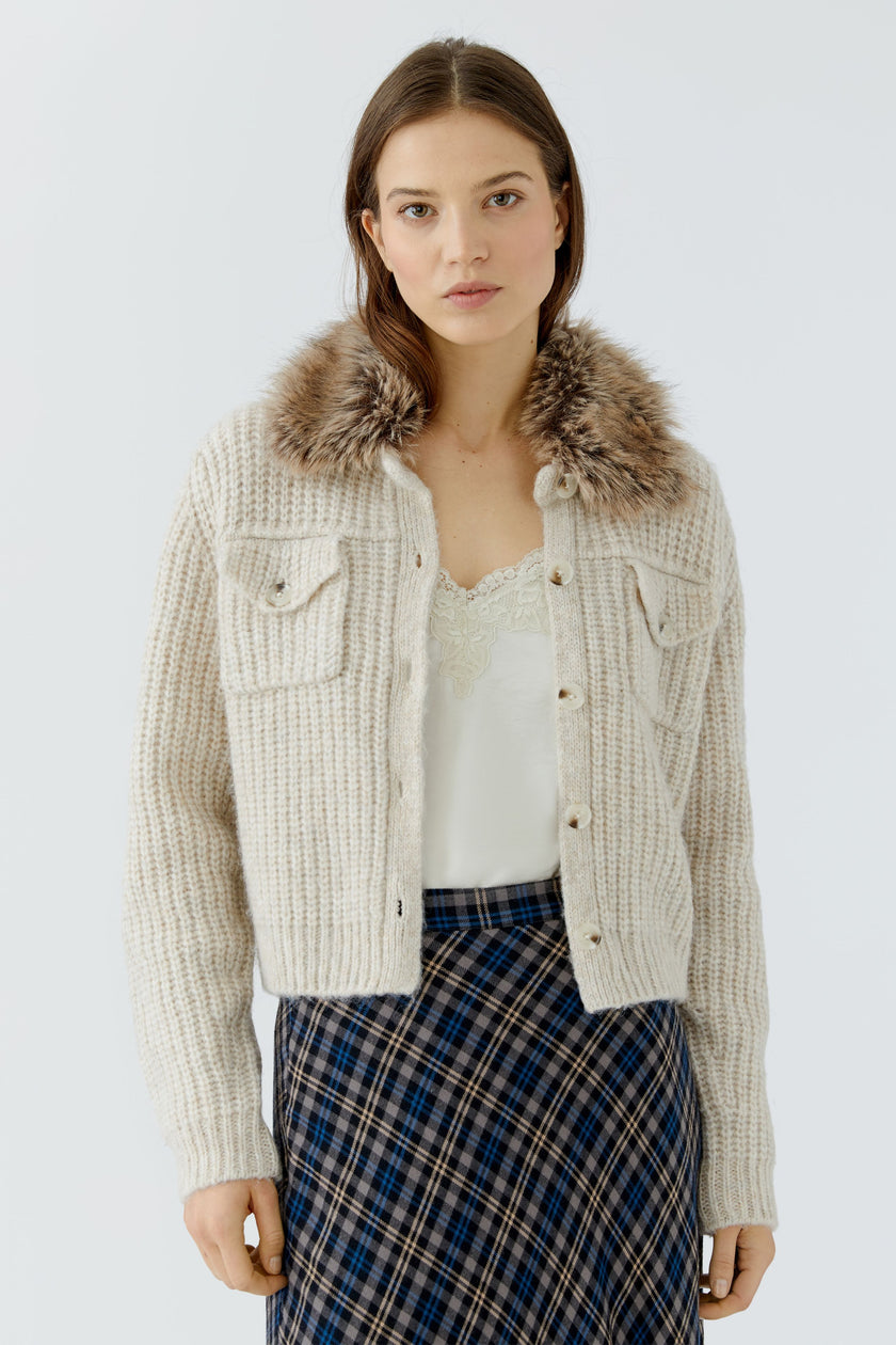 Strickjacke - Fake Fur