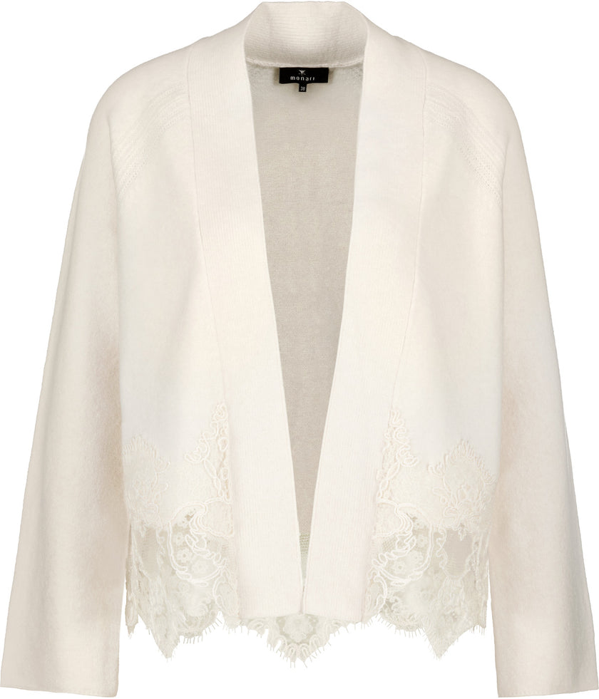 Strickjacke mit Spitzenborte