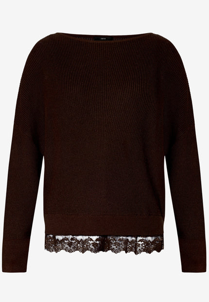 Strickpullover - Spitzenkante