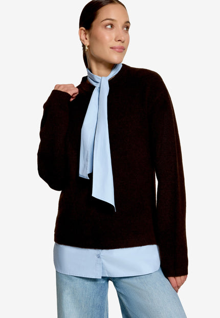 Strickpullover - Bluseneinsatz