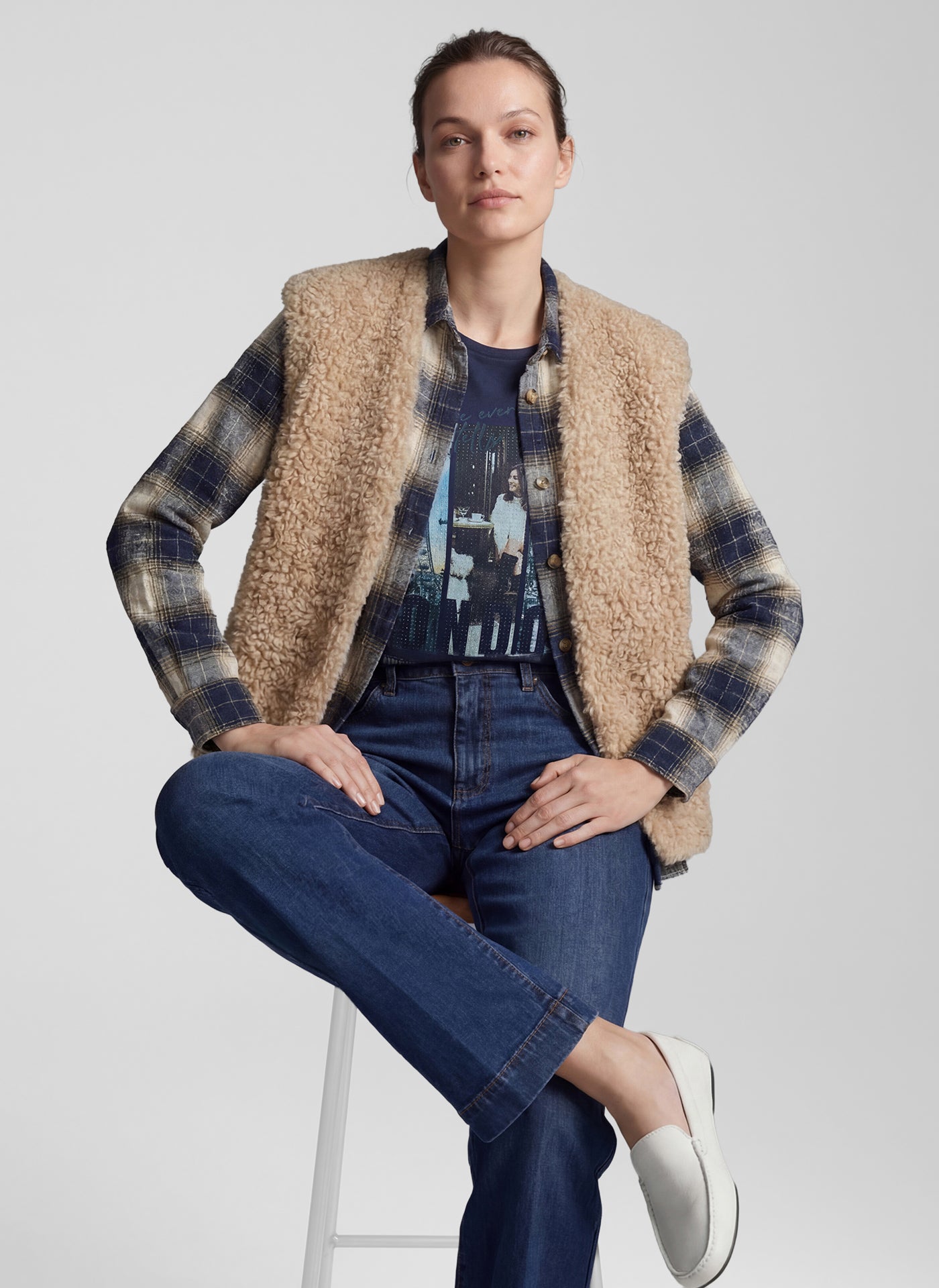 Weste - Fake Fur -Checks Please