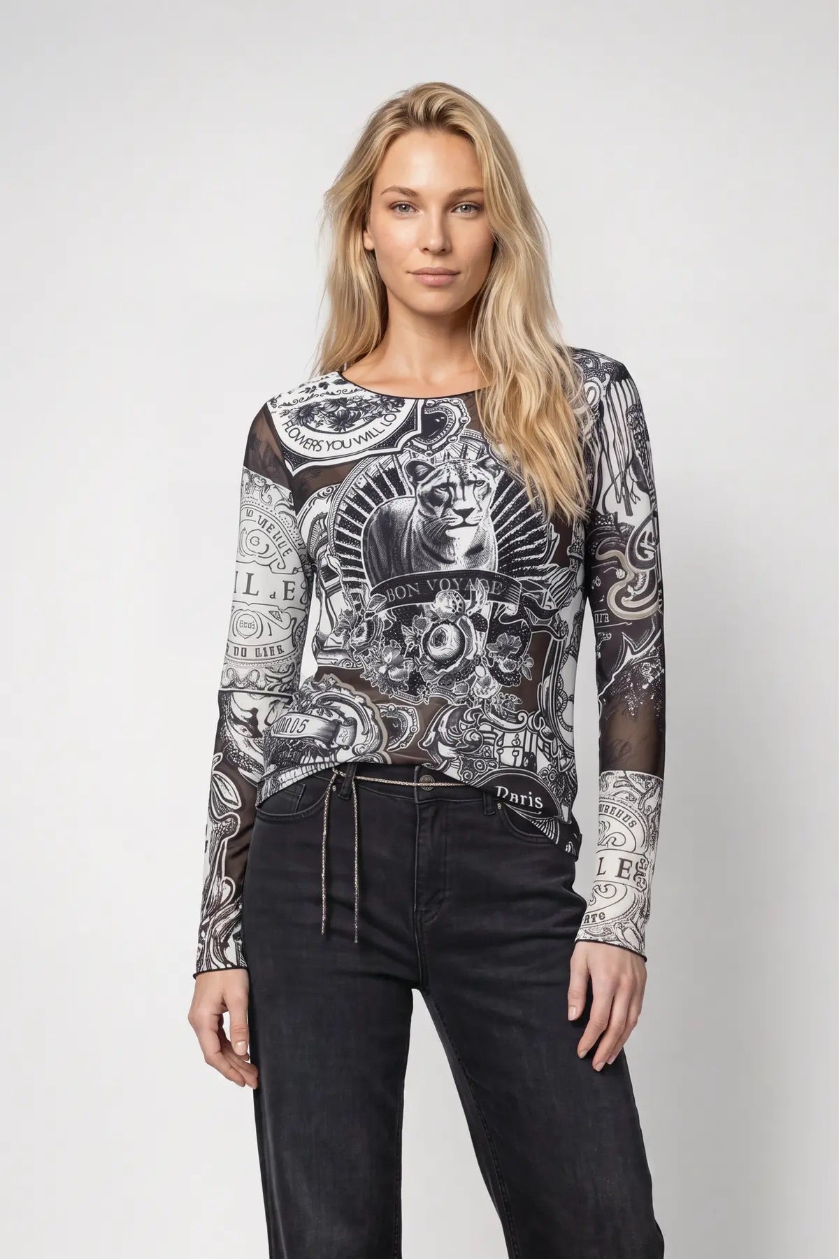 Langarmshirt - Emblem-Muster