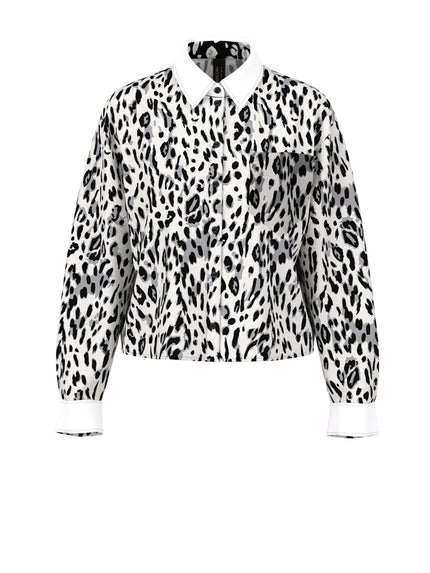 Baumwollbluse - Leo-Muster