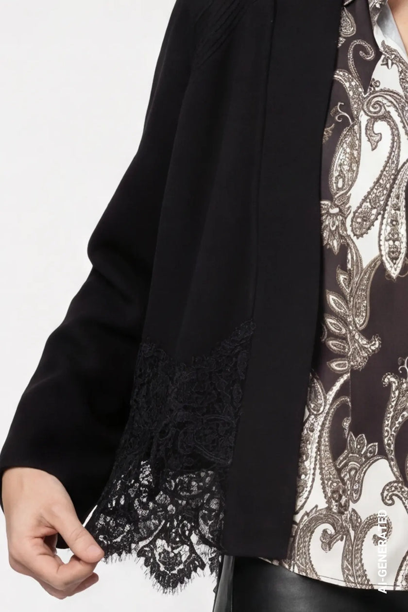Strickjacke - Spitzenbesatz
