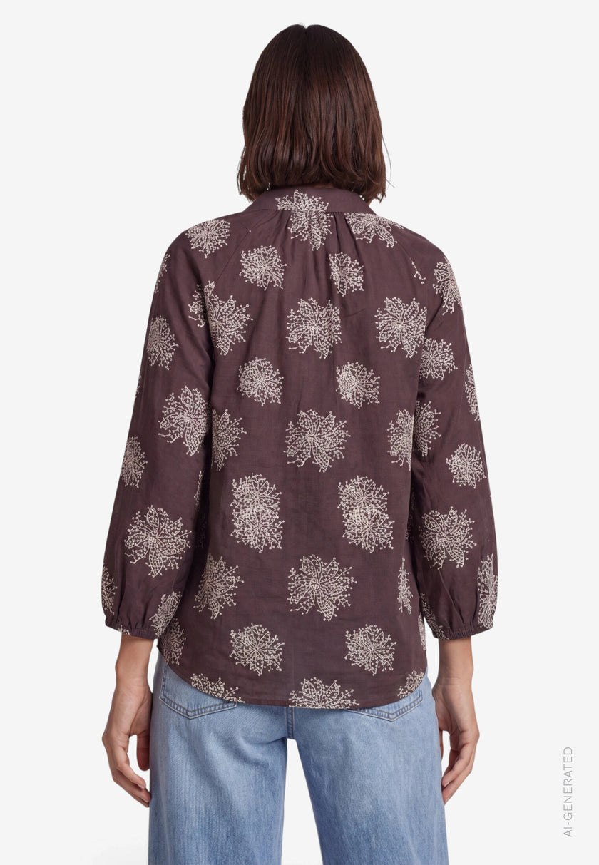 Oversized-Bluse - 3/4 Arm