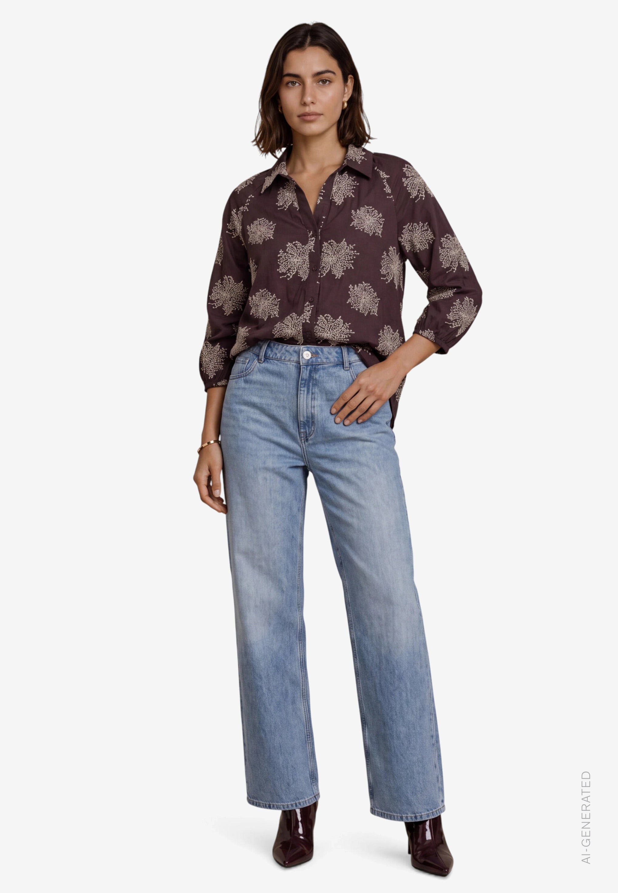 Oversized-Bluse - 3/4 Arm