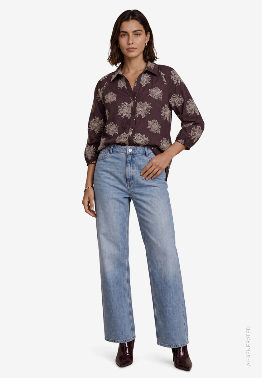 Oversized-Bluse - 3/4 Arm