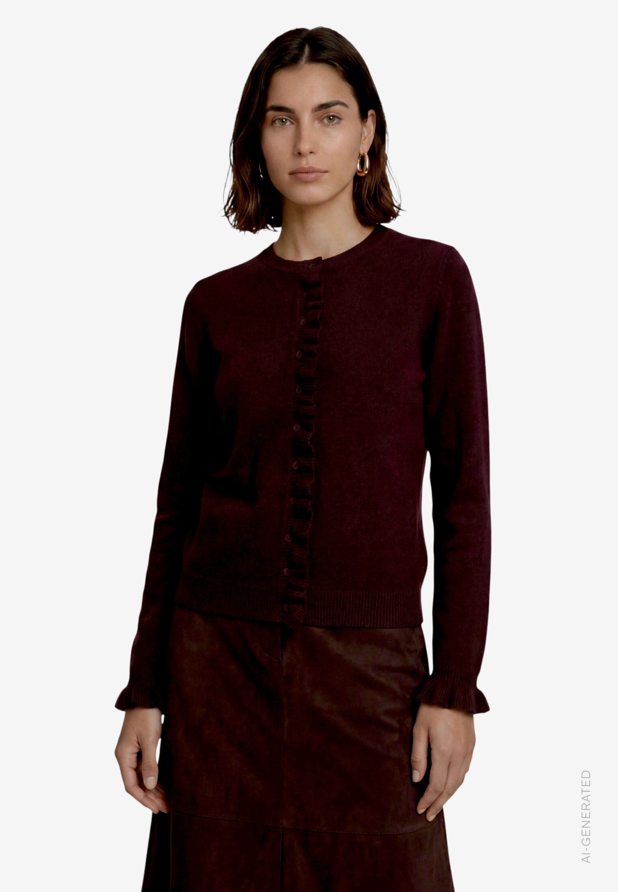 Strickjacke - Rüschenbesatz