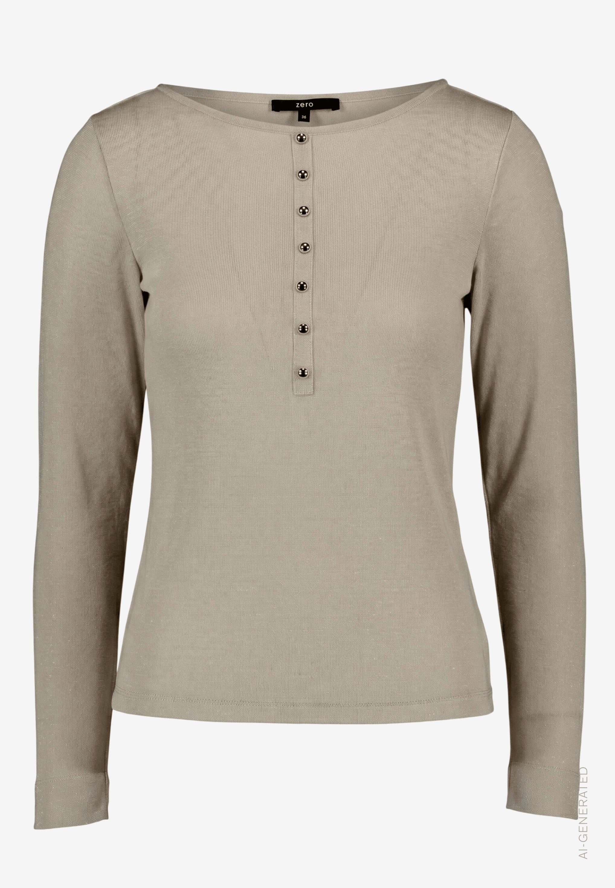 Langarmshirt  - Knopfleiste