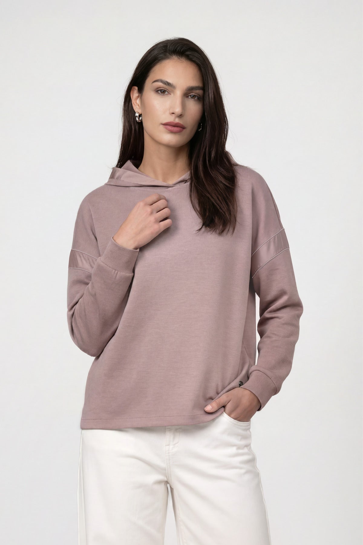 Sweatshirt - Stoffeinsatz