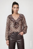 Chiffonbluse - Leo-Muster