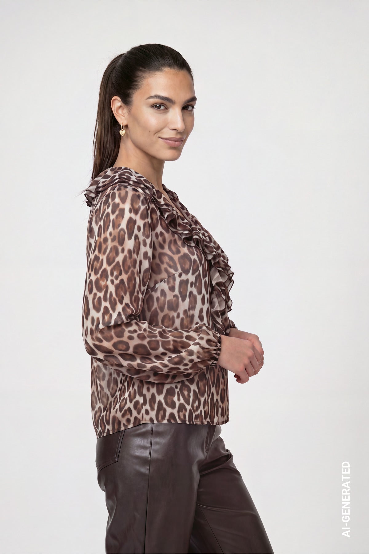 Chiffonbluse - Leo-Muster