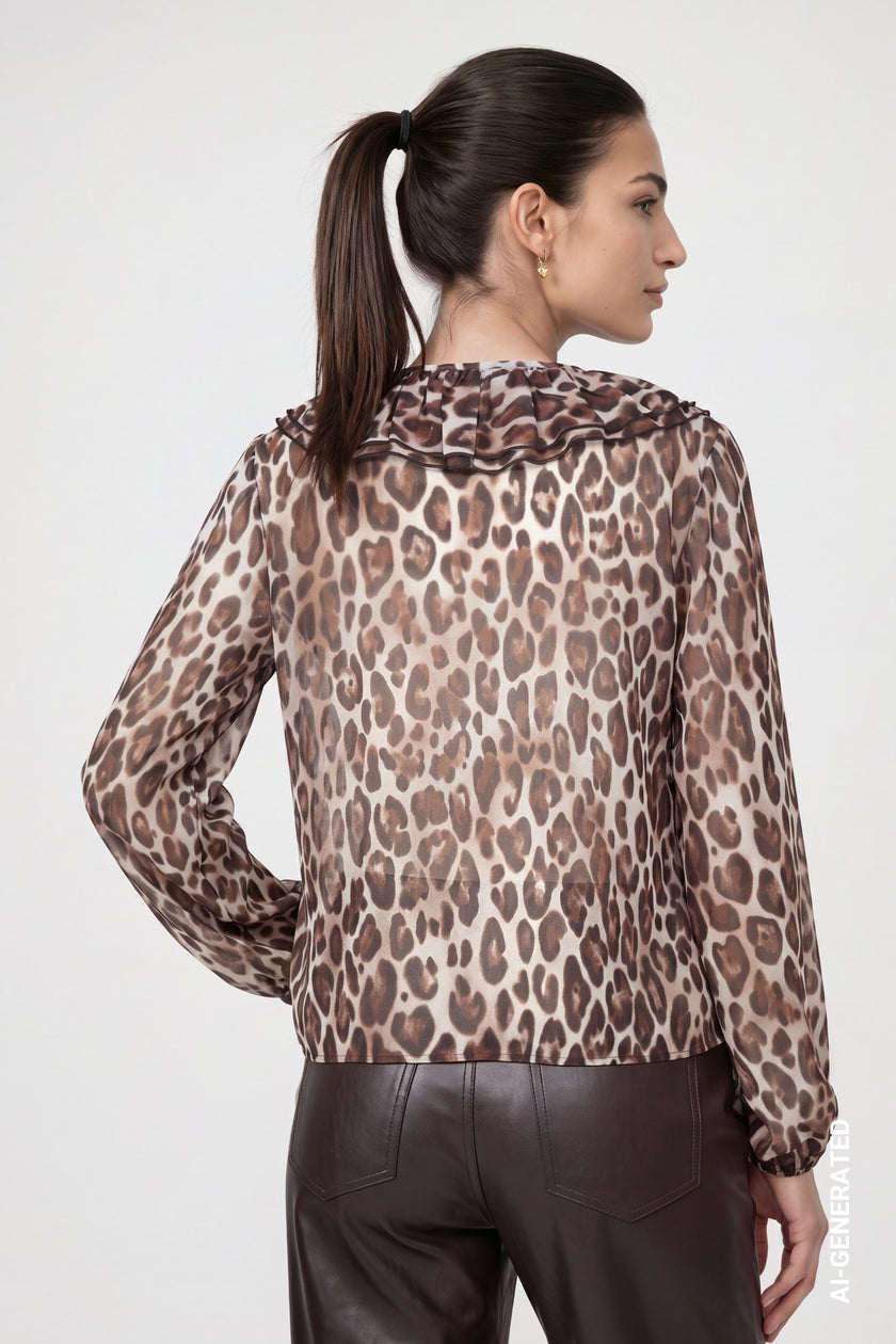 Chiffonbluse - Leo-Muster