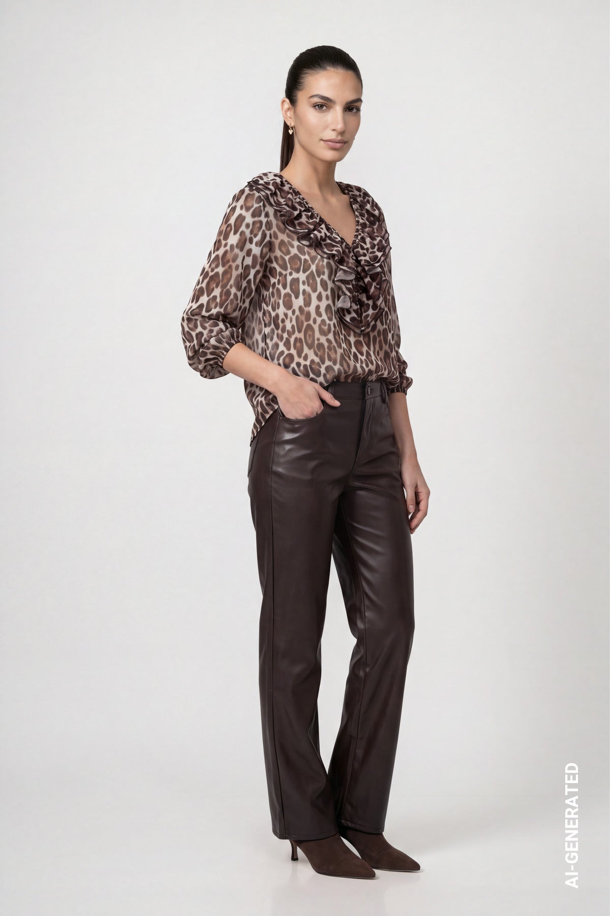 Chiffonbluse - Leo-Muster