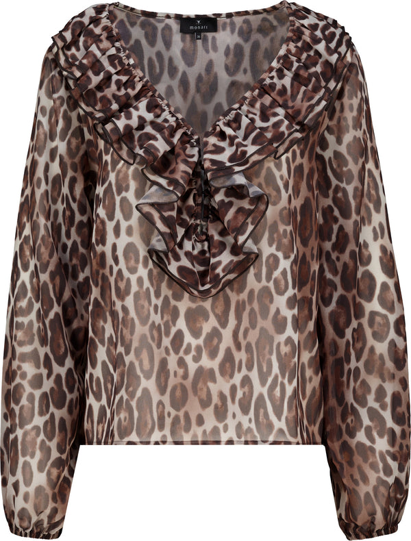 Chiffonbluse - Leo-Muster