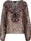 Chiffonbluse - Leo-Muster