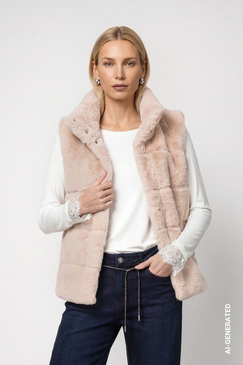 Kunstfellweste - Stehkragen