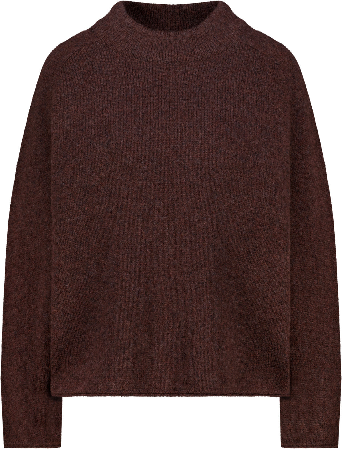 Flauschiger Strickpullover mit Rollsaum