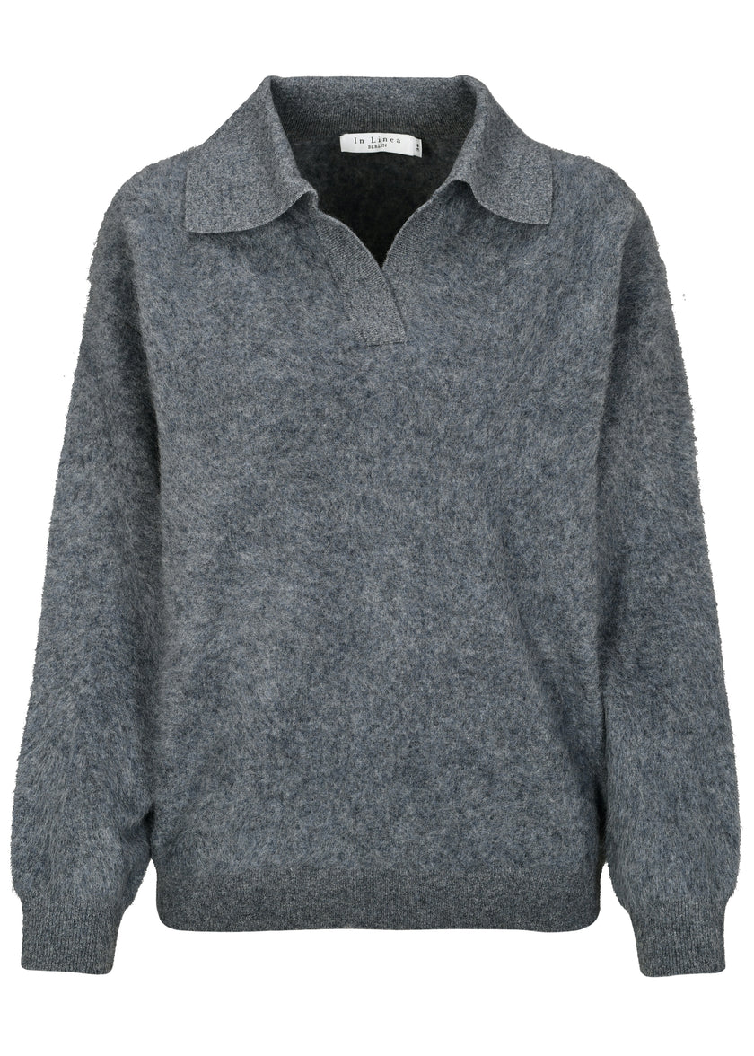 Pullover, offener Polo,1/1-Arm