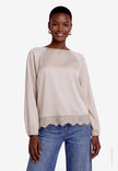 Satin-Bluse - Spitze