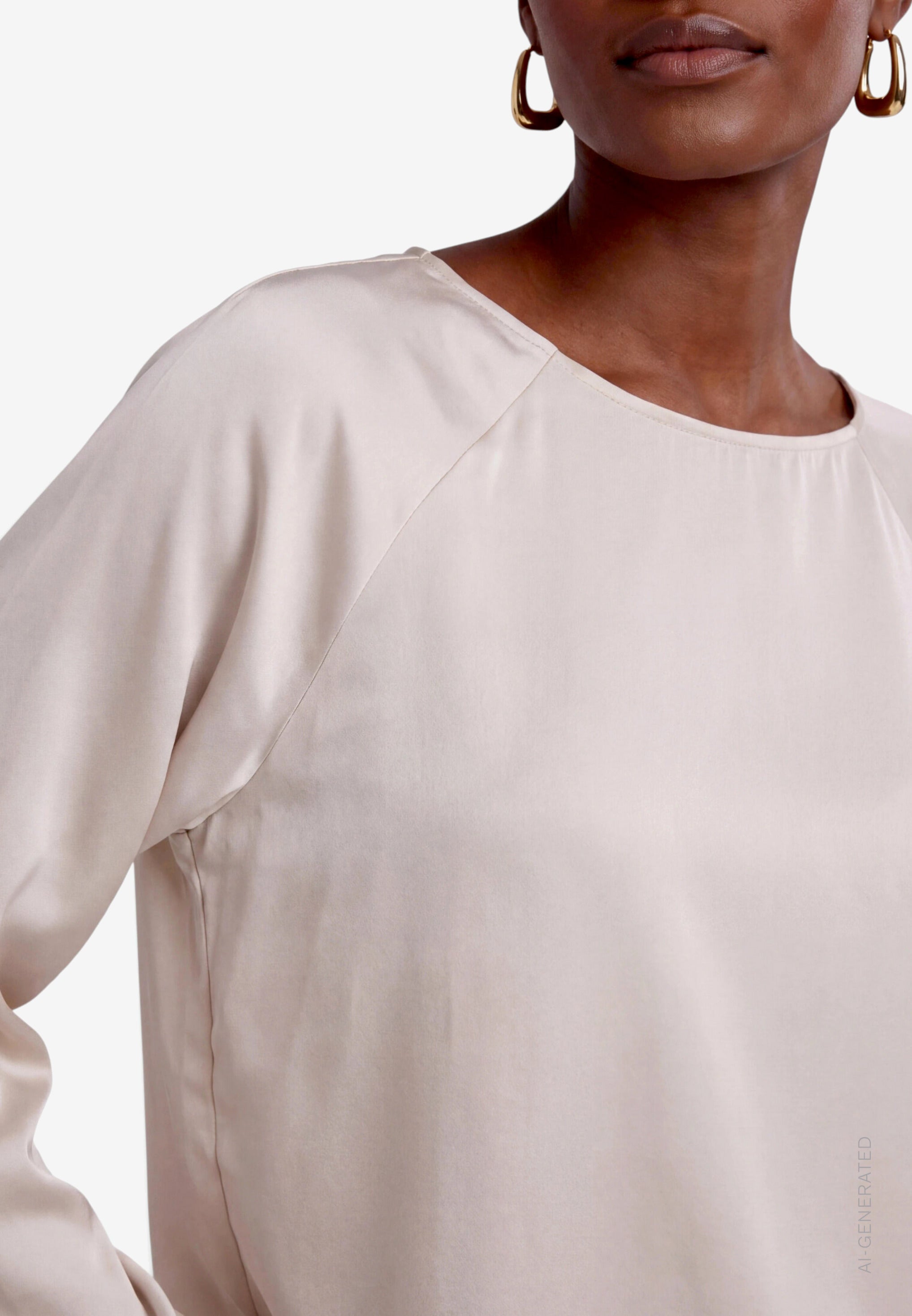 Satin-Bluse - Spitze