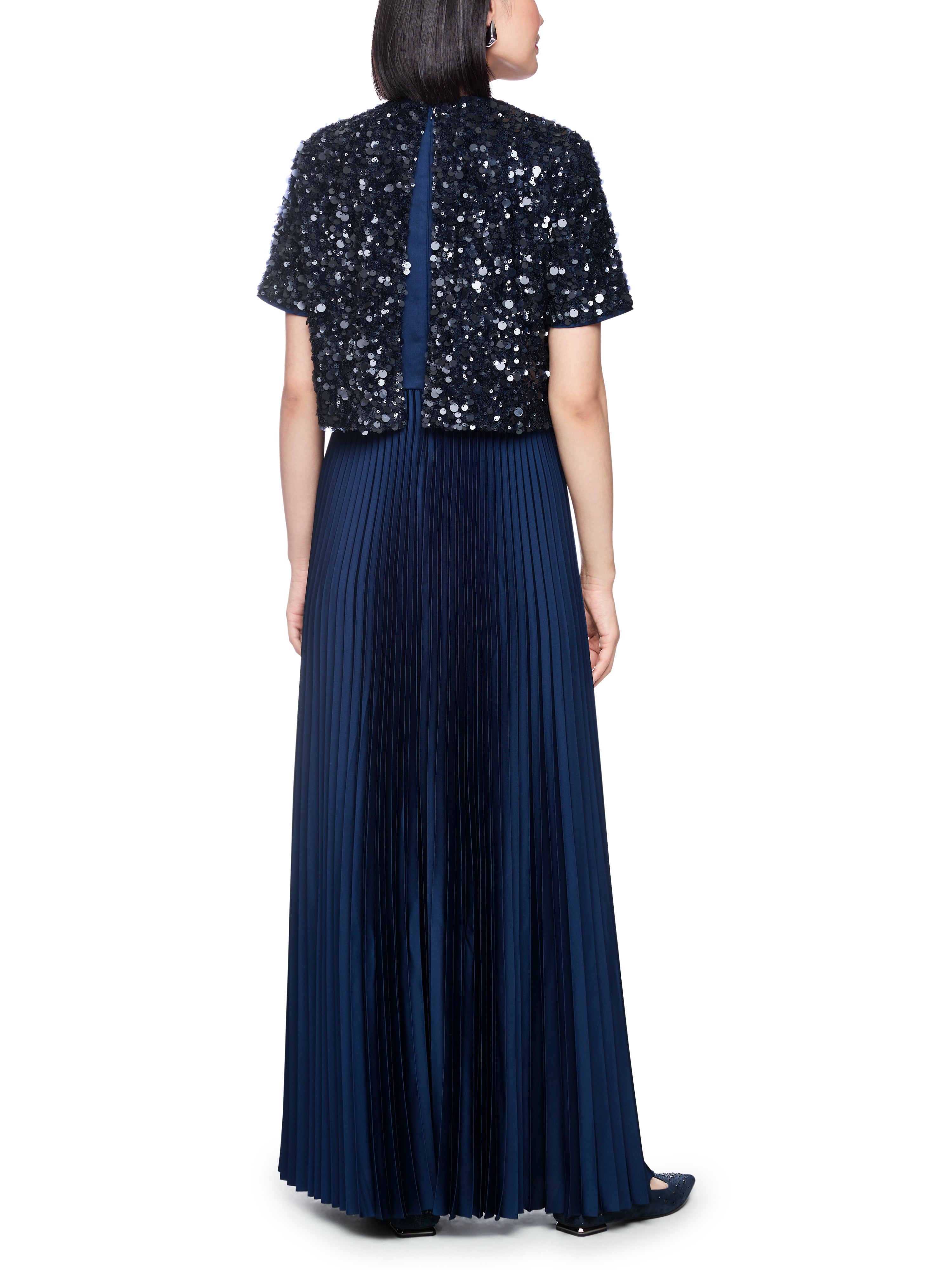 Maxikleid - Pailletten und Plissees