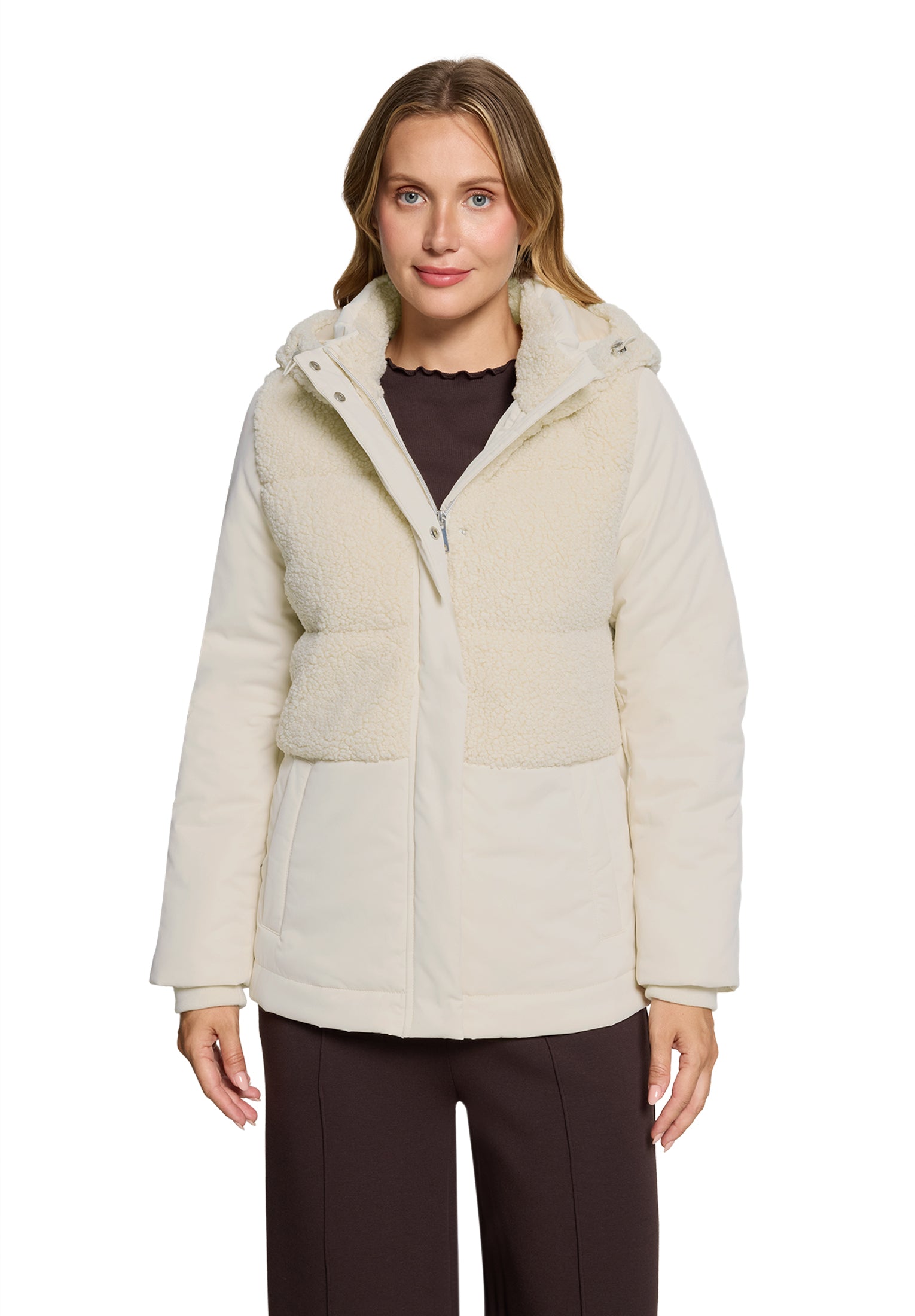 Steppjacke - Fake Fur Besatz