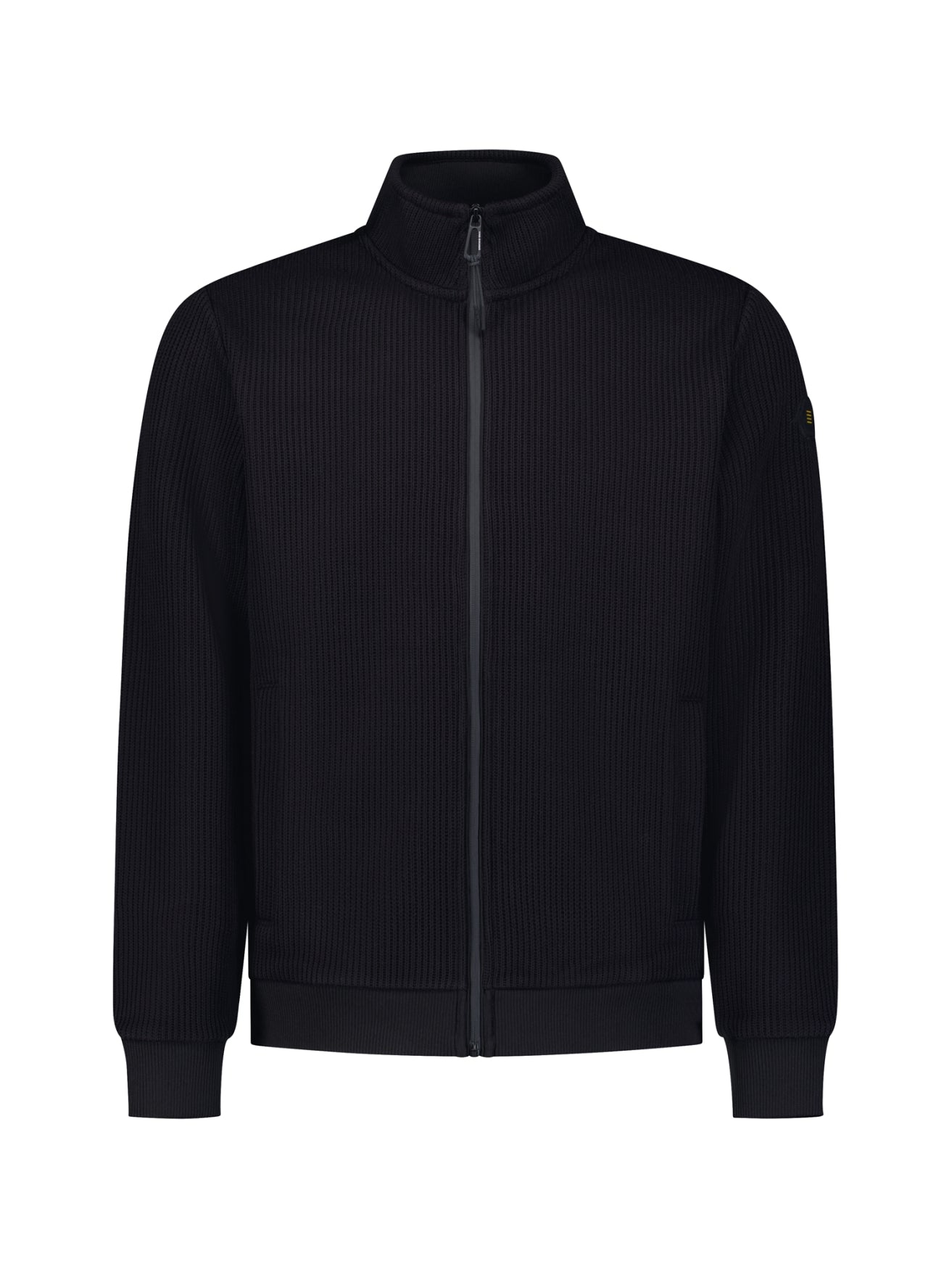Sweater Full Zip Stand Up Collar Bonded Knit