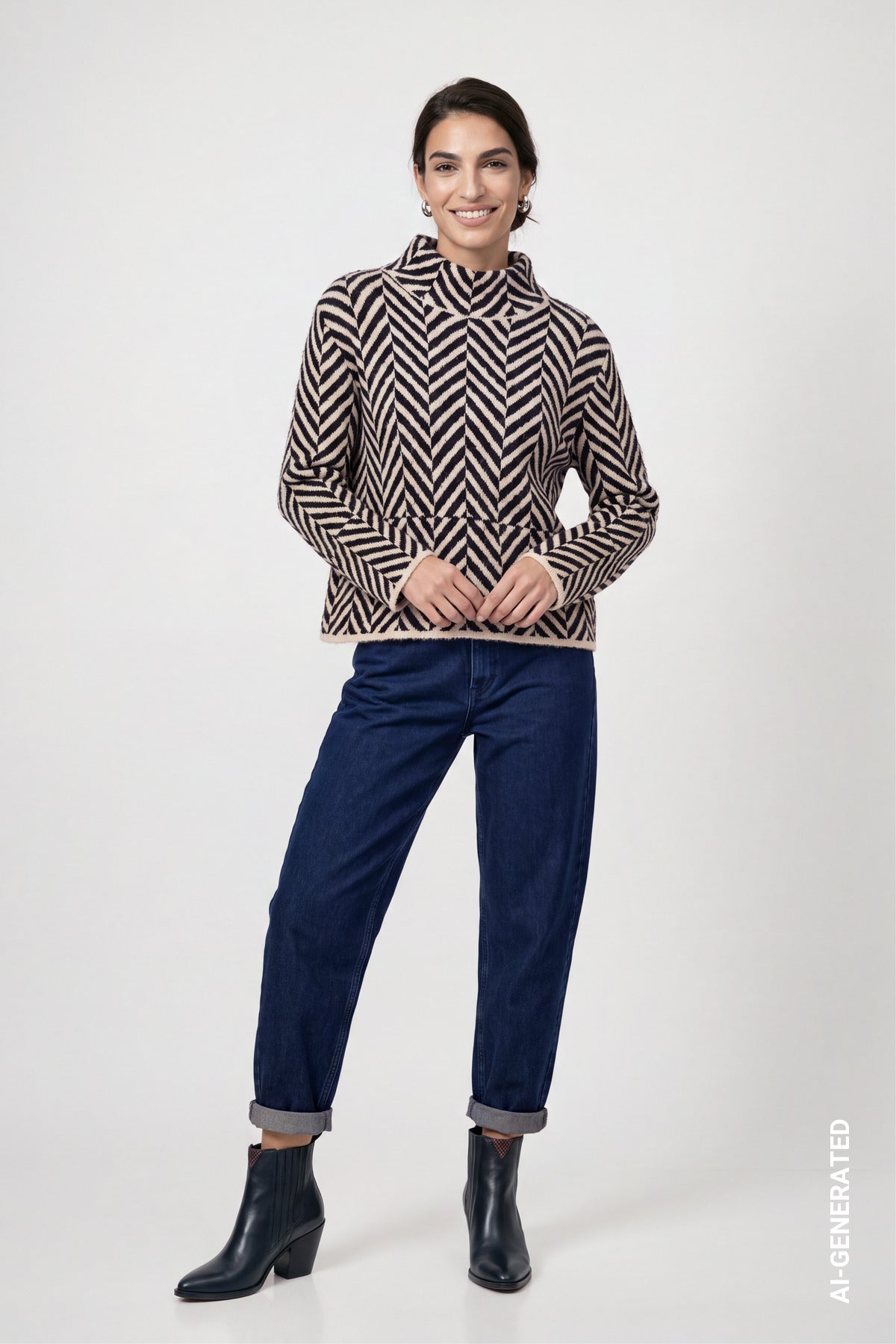 Strickpullover - Fischgratmuster