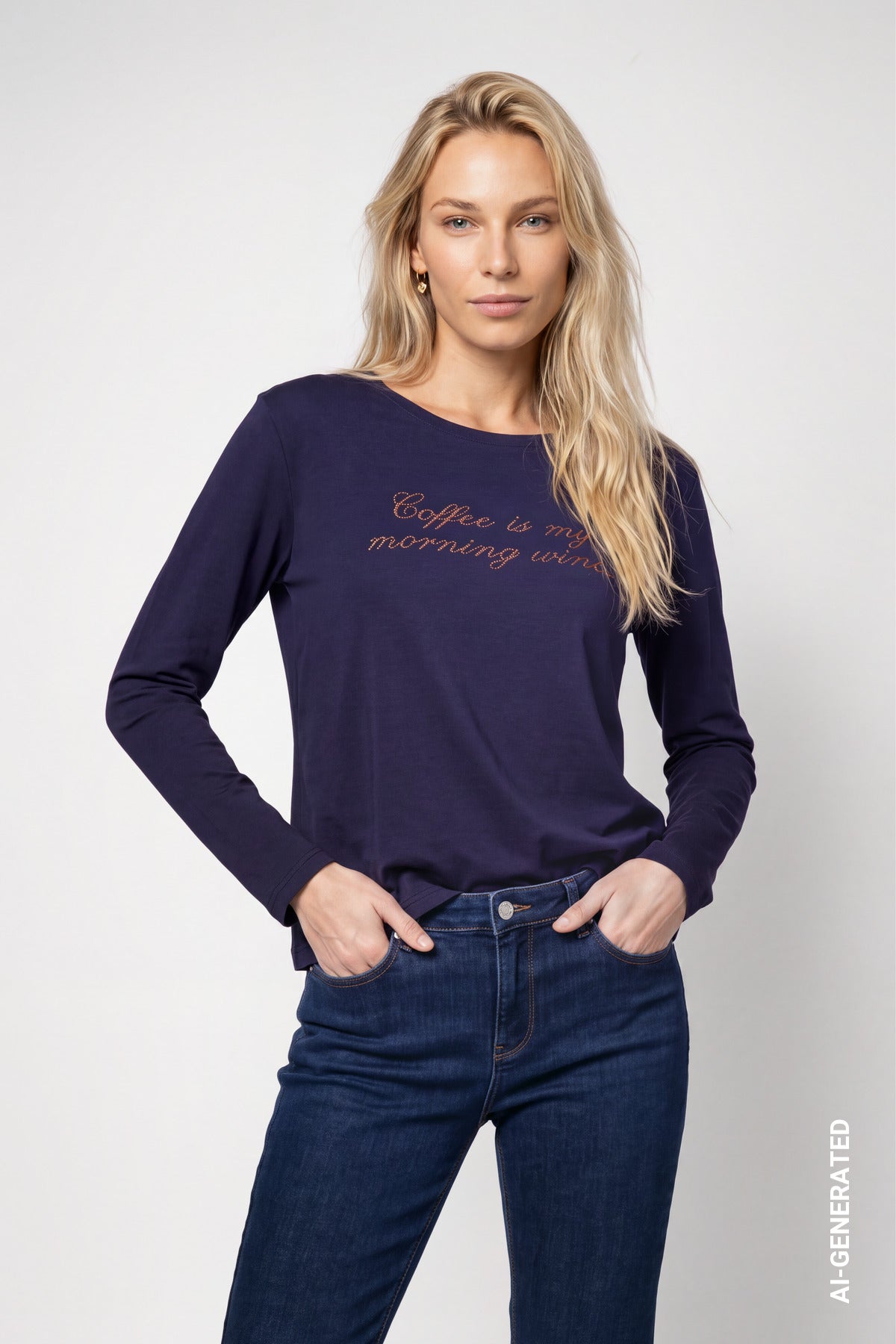Langarmshirt - Strassschriftzug