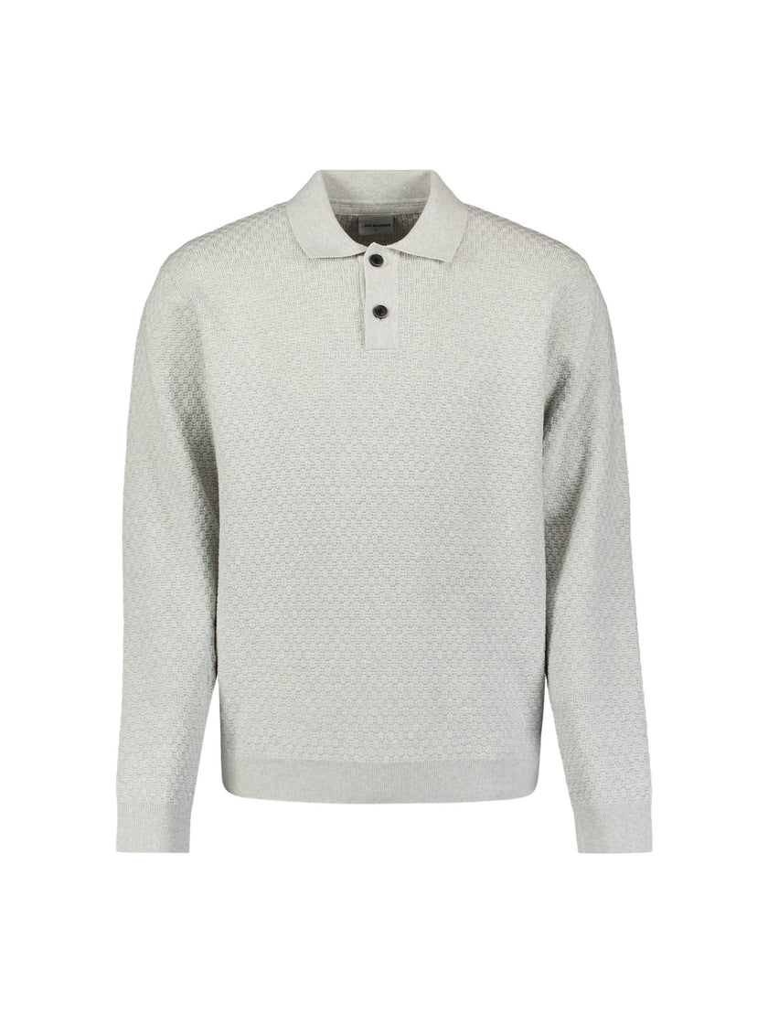 Pullover Polo Buttons Jacquard Knit