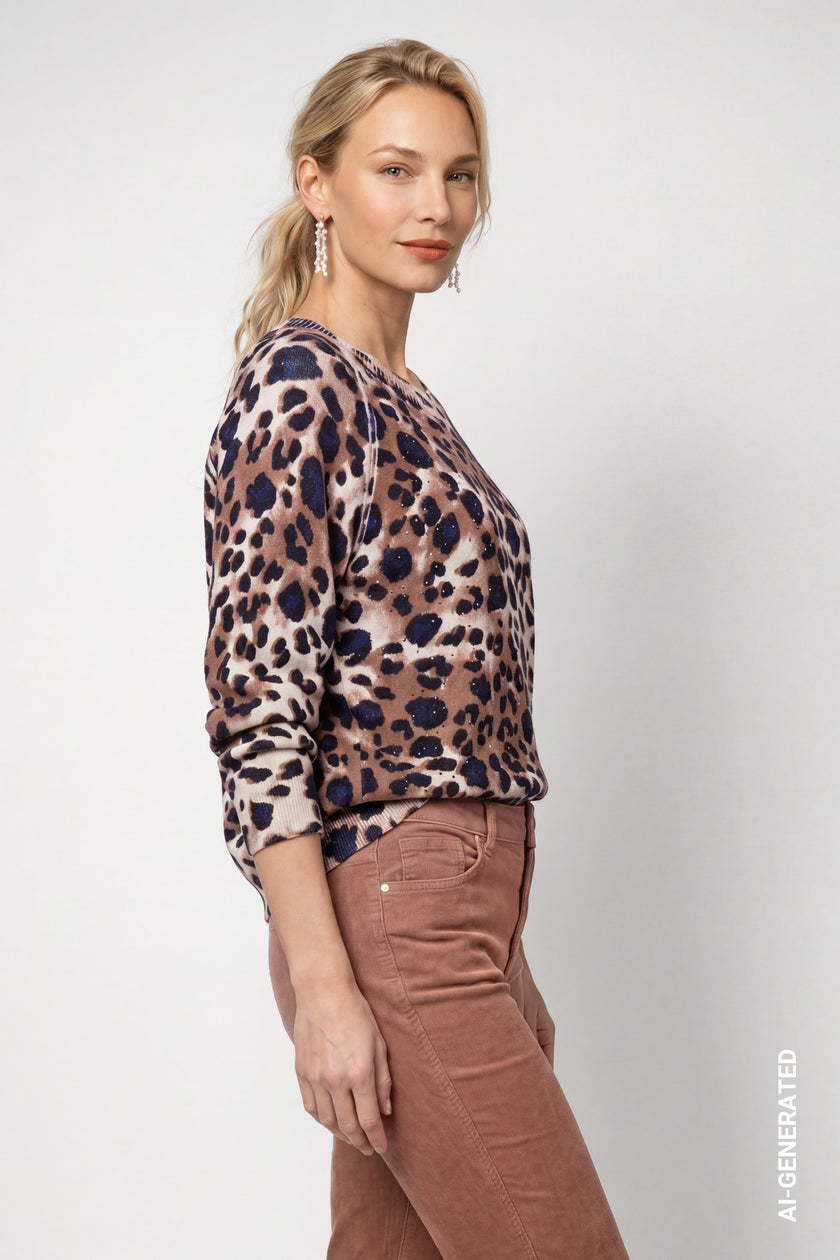Strickpullover - Leopardenmuster