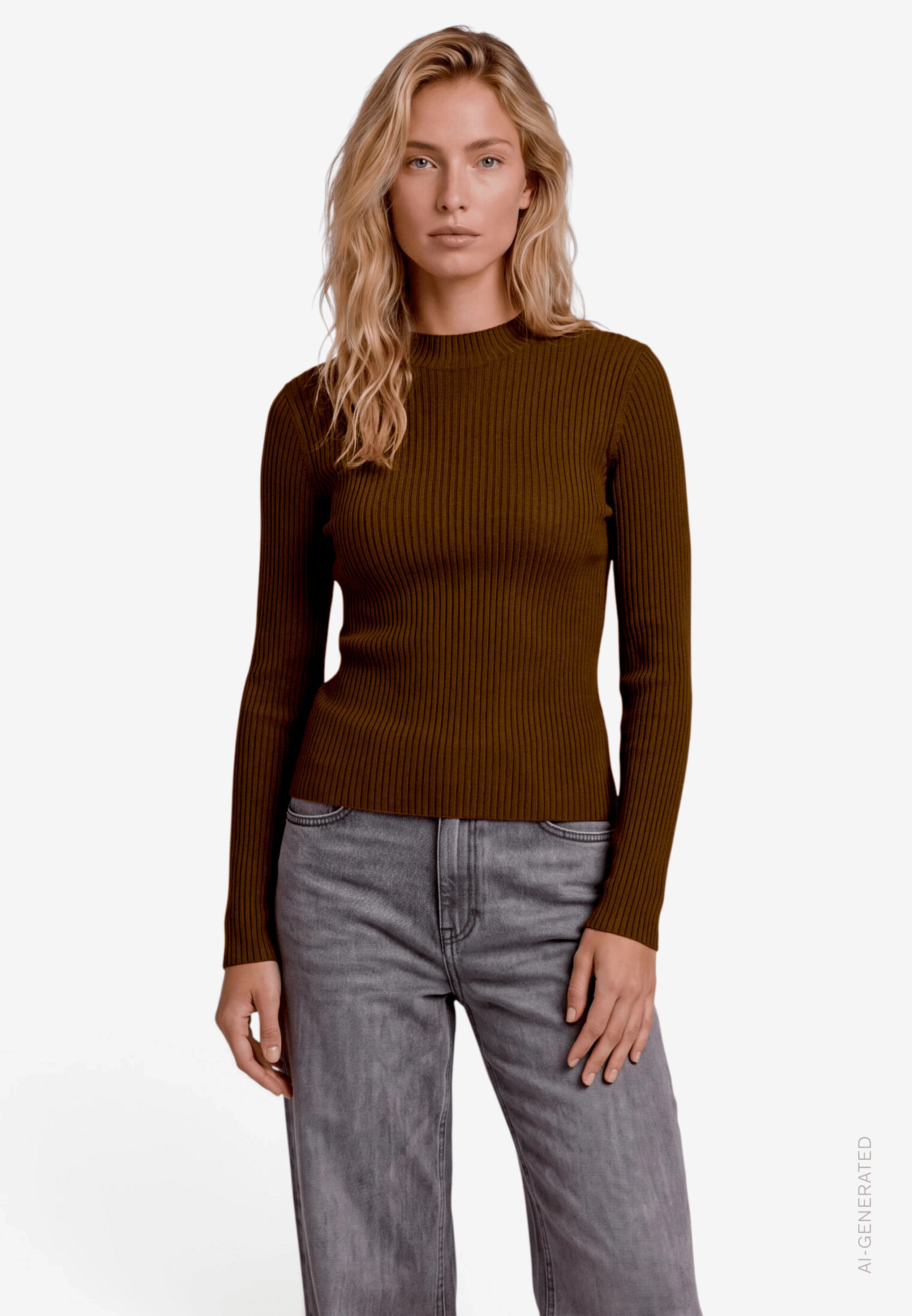 Feinstrickpullover -Stehkragen
