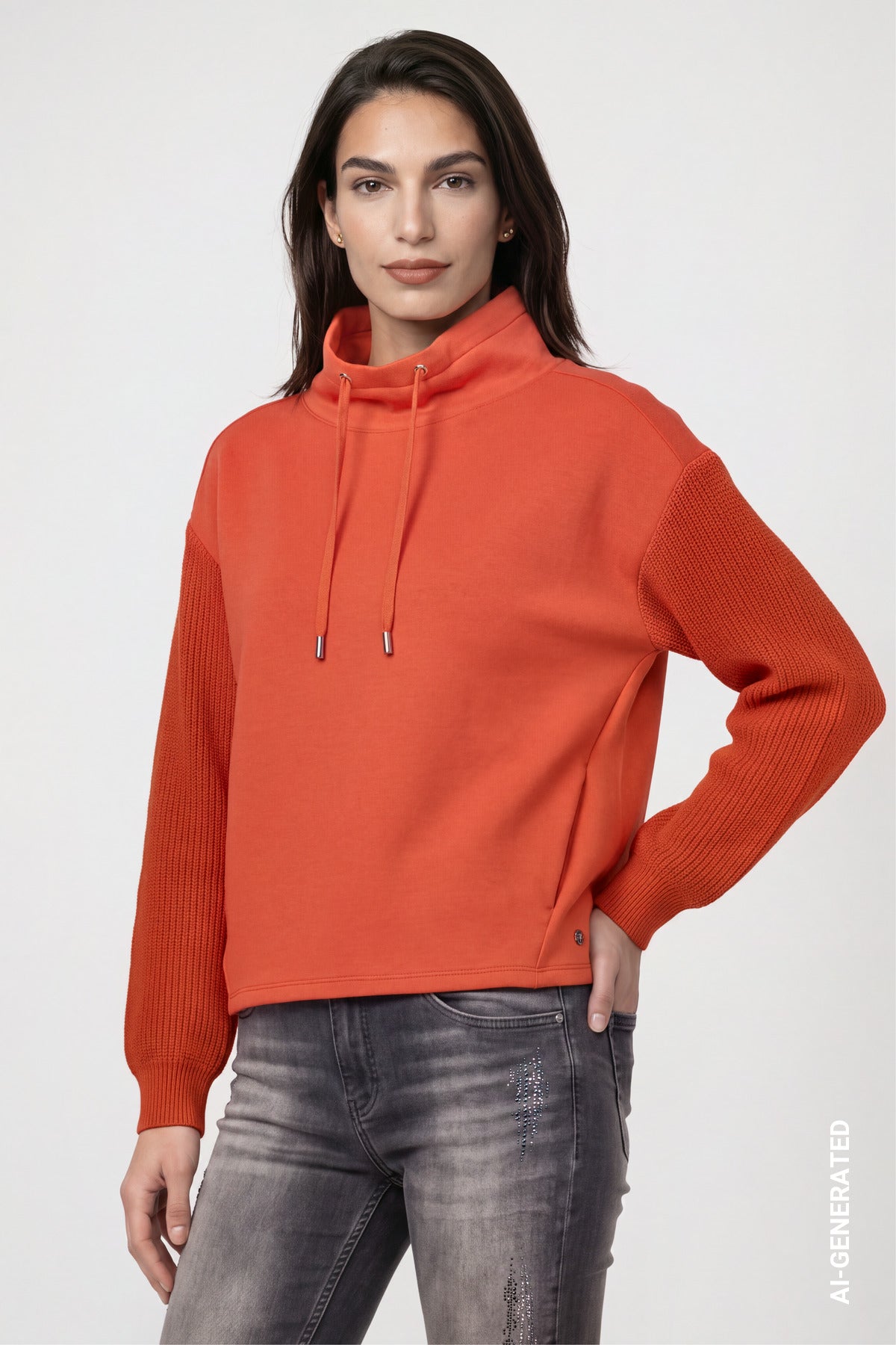 Sweatshirt -Strickärmel - Casual