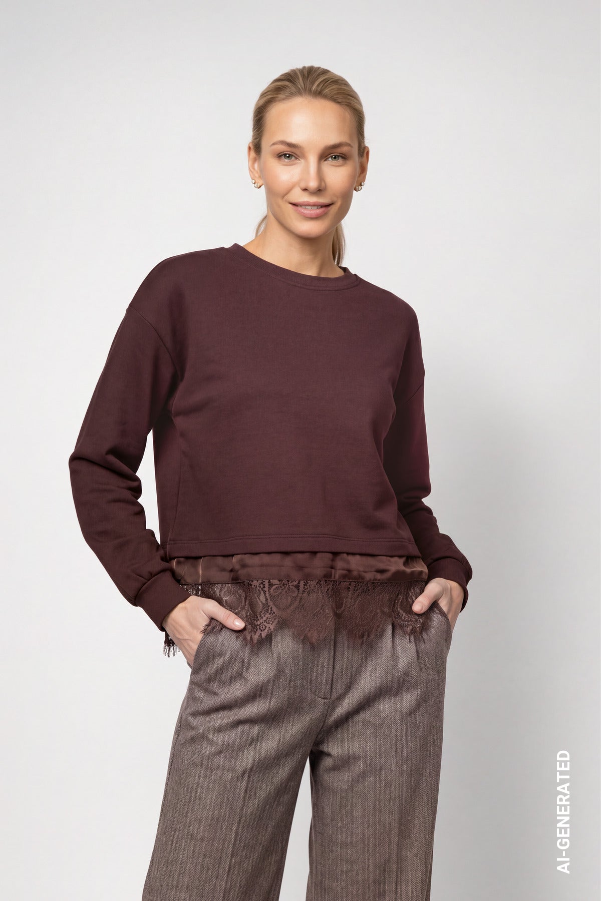 Sweatshirt -Spitzenborte - Casual