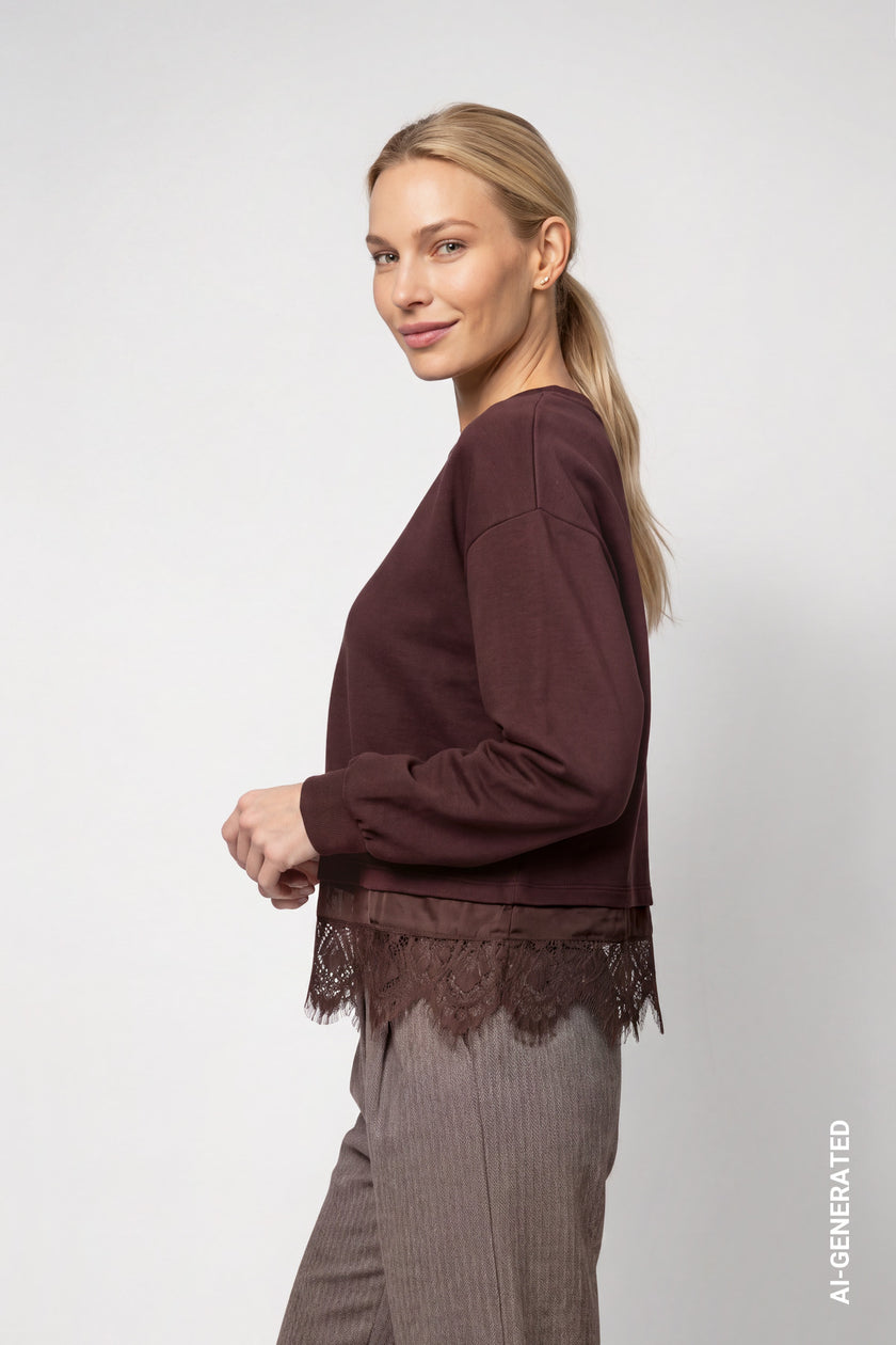 Sweatshirt -Spitzenborte - Casual