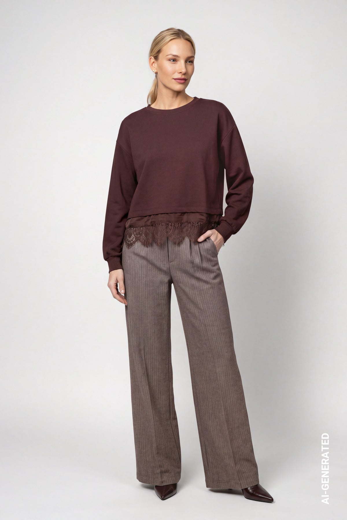 Sweatshirt -Spitzenborte - Casual