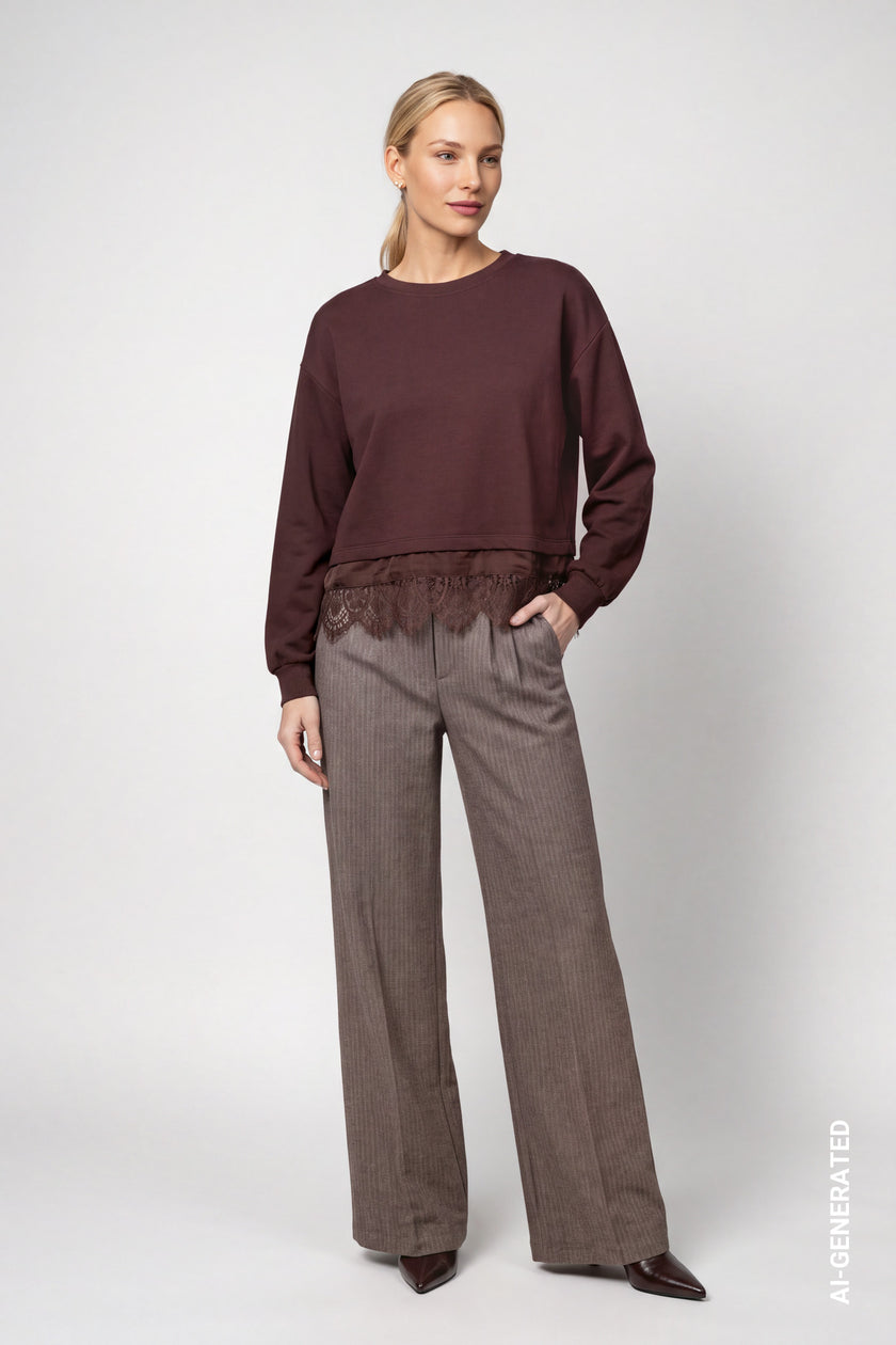 Sweatshirt -Spitzenborte - Casual