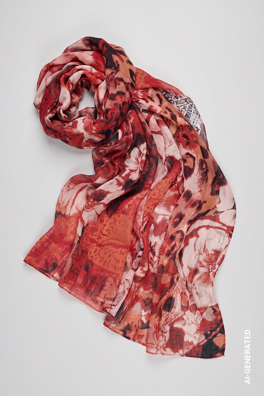 Schal - Leo-Blumenmuster - Casual