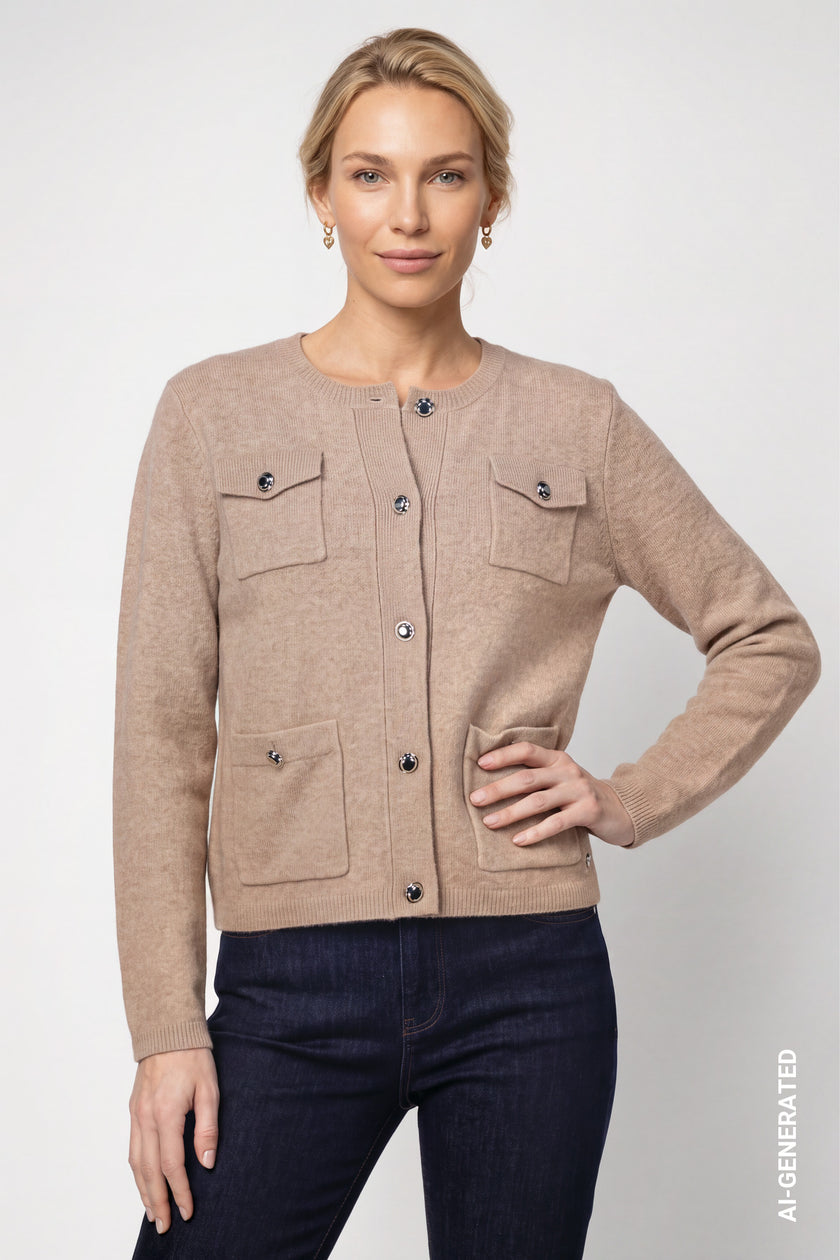 Strickjacke - Seitentaschen - Casual