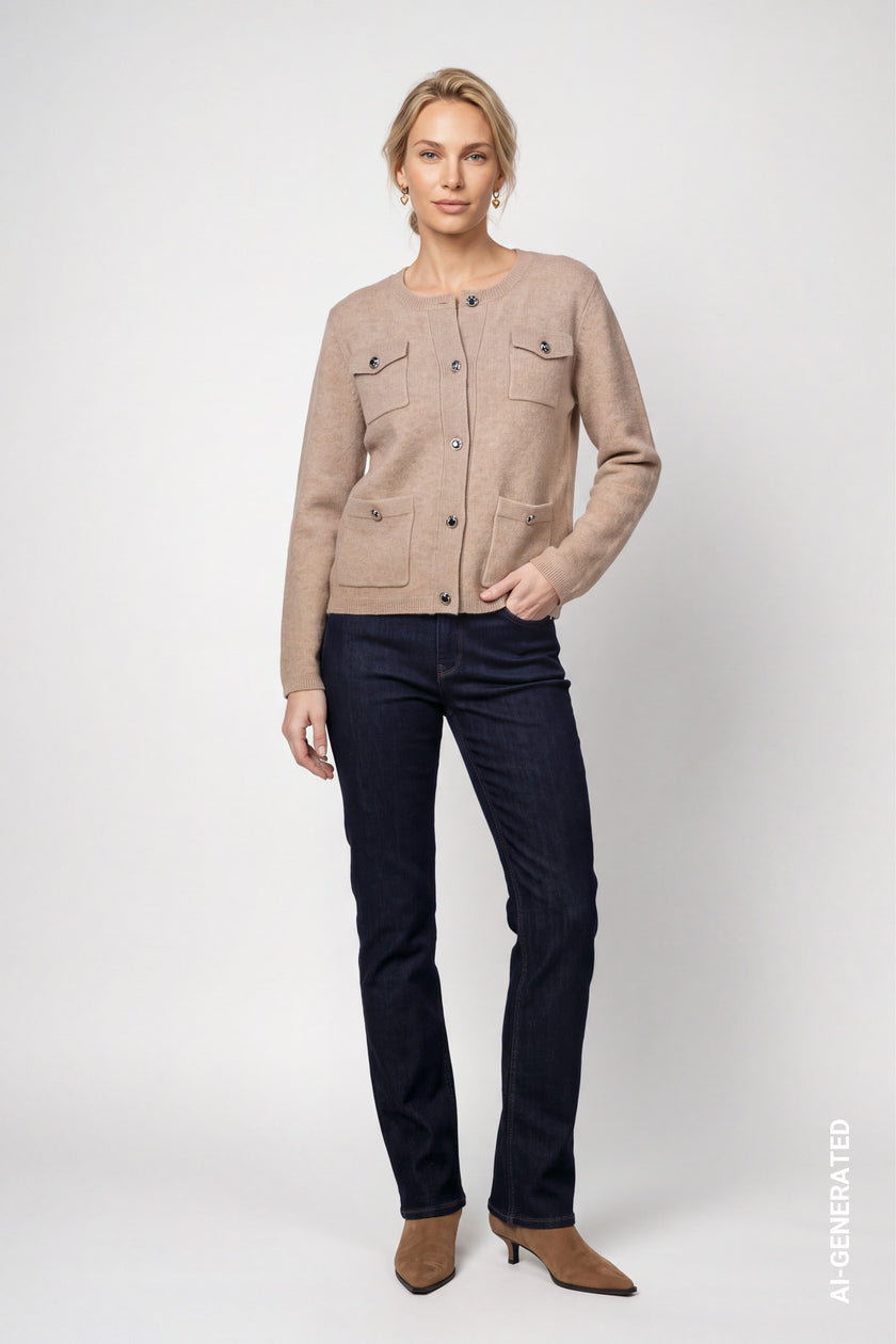 Strickjacke - Seitentaschen - Casual